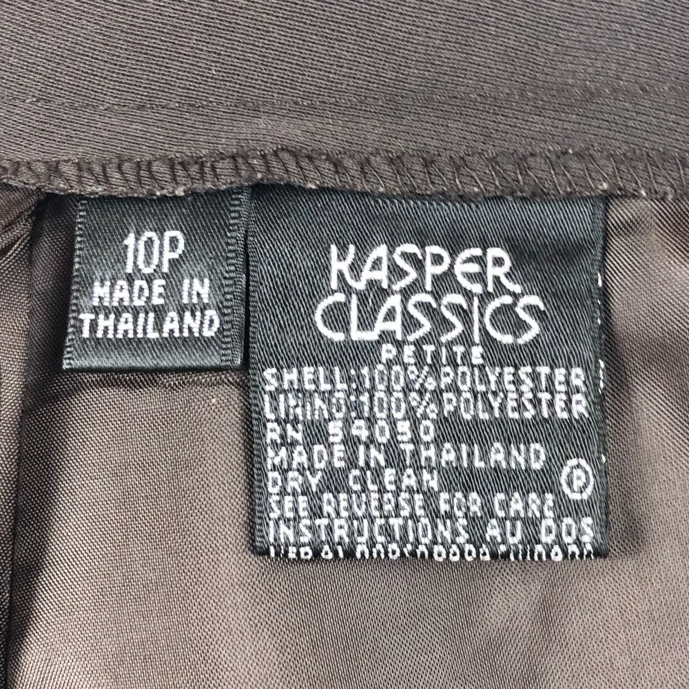 Kasper Classics Petite Wide Leg  High Waist Flat Front Pants Quiet Luxury Office